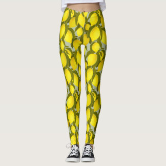 Vintage pattern with lemons branches leggings