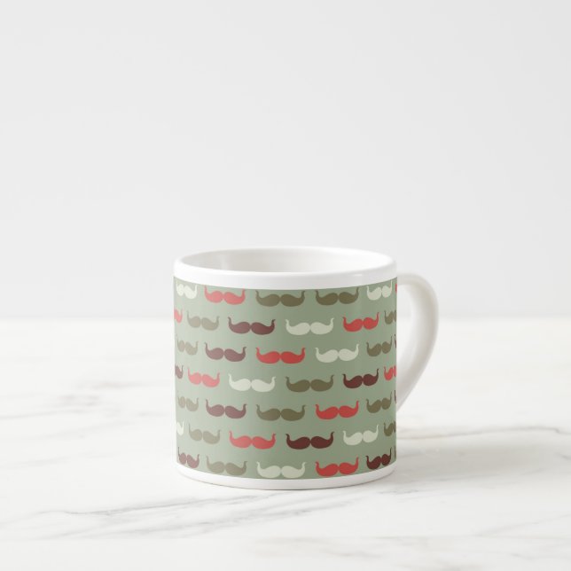Vintage pattern with moustache espresso cup (Front Right)