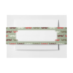 Vintage pattern with moustache invitation belly band