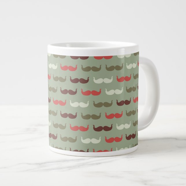 Vintage pattern with moustache large coffee mug (Front Right)