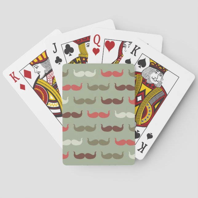 Vintage pattern with moustache playing cards (Back)