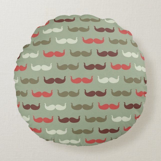 Vintage pattern with moustache round cushion (Front)