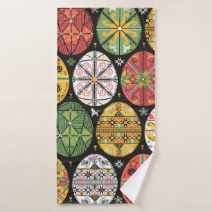 vintage pattern with pysanky. Easter eggs pattern. Bath Towel