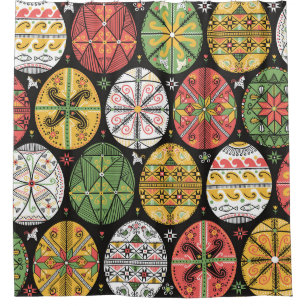 vintage pattern with pysanky. Easter eggs pattern. Shower Curtain