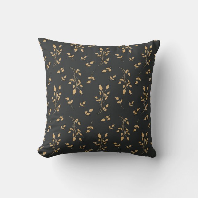 Vintage pattern with silhouettes berry and leaves  cushion (Front)