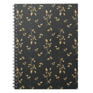 Vintage pattern with silhouettes berry and leaves notebook