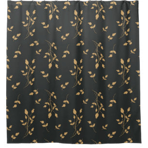 Vintage pattern with silhouettes berry and leaves  shower curtain