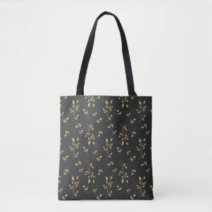 Vintage pattern with silhouettes berry and leaves tote bag