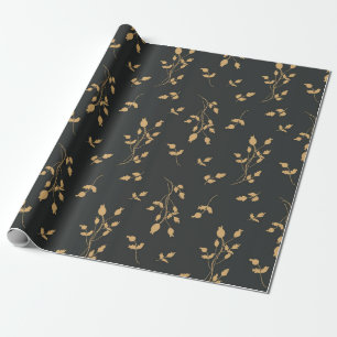 Vintage pattern with silhouettes berry and leaves wrapping paper