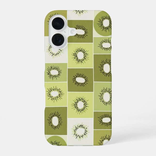 Vintage Pattern with Sliced Kiwis iPhone 16 Case (Back)