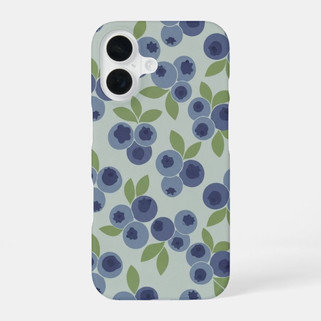 Vintage Pattern with Stylized Blueberries iPhone 16 Case (Back)