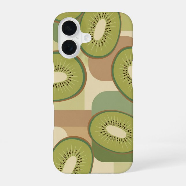 Vintage Pattern with Stylized Kiwis iPhone 16 Case (Back)