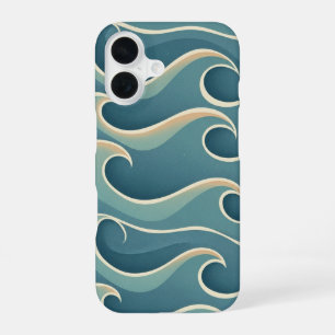 Vintage Pattern with Stylized Waves iPhone 16 Case