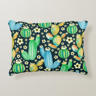 Vintage pattern with succulents. Watercolor cactus Decorative Cushion