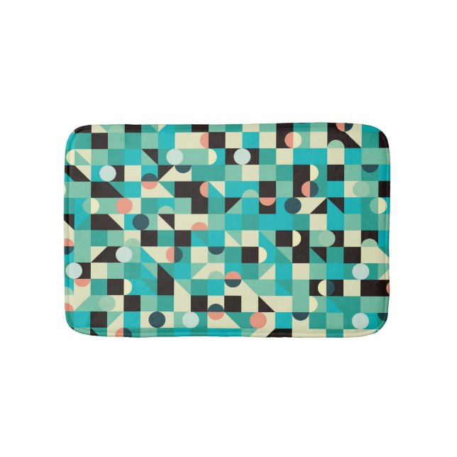 Vintage pattern with triangles and circles. bath mat (Front)