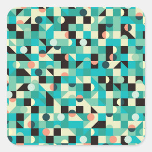 Vintage pattern with triangles and circles. square sticker