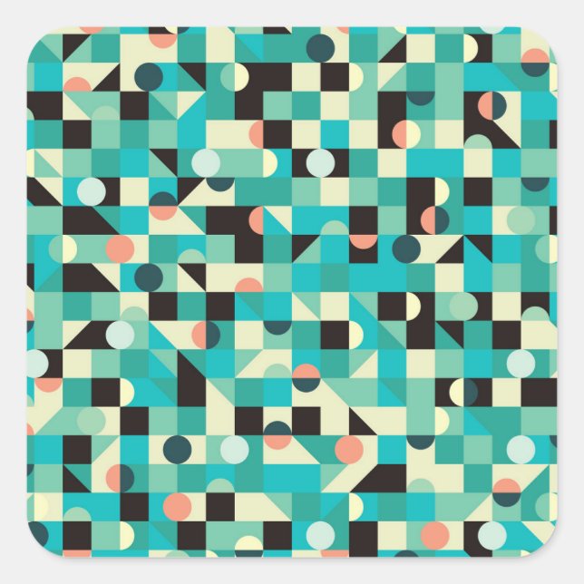 Vintage pattern with triangles and circles. square sticker (Front)