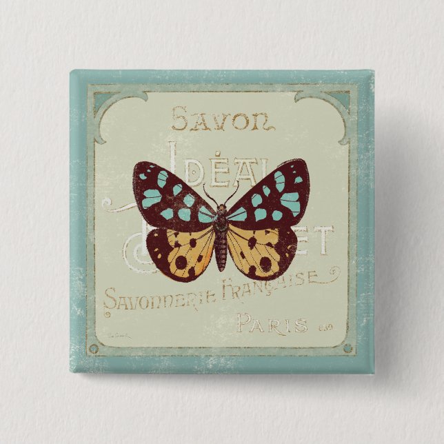 Vintage Patterned Butterfly 15 Cm Square Badge (Front)
