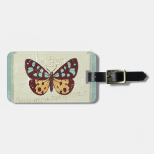 Vintage Patterned Butterfly Luggage Tag