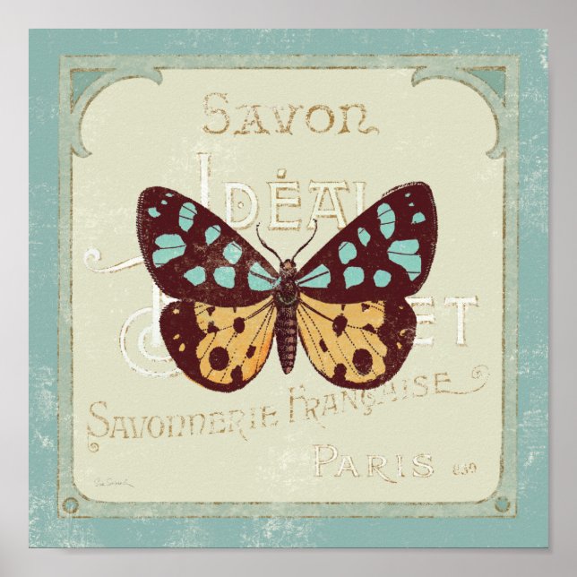 Vintage Patterned Butterfly Poster (Front)