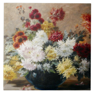 Vintage Paul Biva Astern in vase Floral   Tile