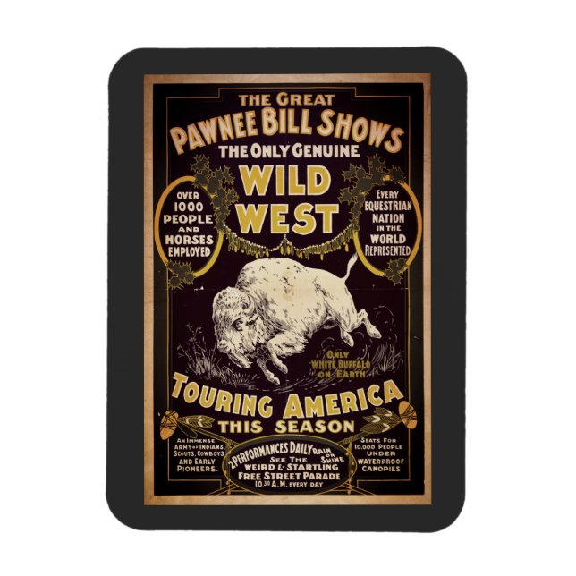 Vintage Pawnee Bill Wild West Show Magnet (Vertical)
