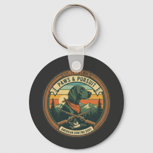 vintage Paws & Pursuit Hunting Dog Logo - American Key Ring