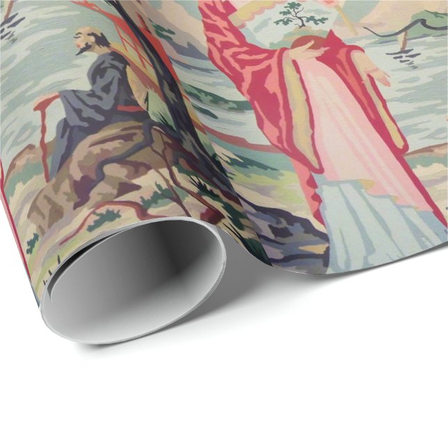 Vintage PBN Asian woman wrapping paper (Roll Corner)