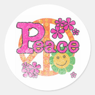 Vintage Peace Classic Round Sticker