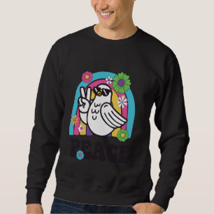 Vintage Peace Dove Pigeon Peace Sign Hippie Groovy Sweatshirt