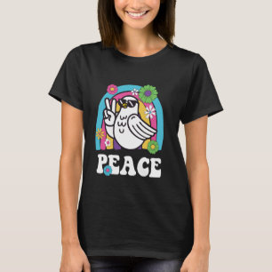 Vintage Peace Dove Pigeon Peace Sign Hippie Groovy T-Shirt