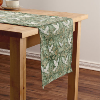Vintage Peace Dove Sage Green Christmas  Short Table Runner