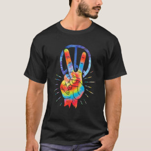 Vintage Peace Hand Peace Sign Tie Dye Hippie Posit T-Shirt