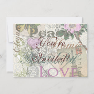Vintage Peace Home Beautiful Love Invitation