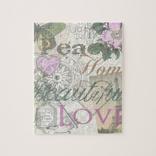 Vintage Peace Home Beautiful Love Jigsaw Puzzle (Vertical)