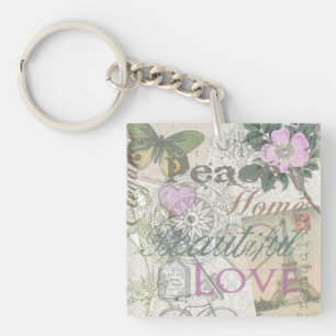 Vintage Peace Home Beautiful Love Key Ring