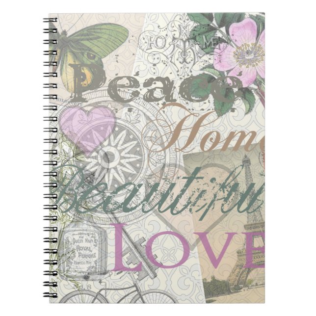 Vintage Peace Home Beautiful Love Notebook (Front)