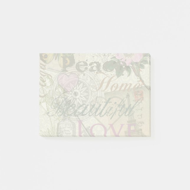 Vintage Peace Home Beautiful Love Post-it Notes (Front)