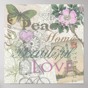 Vintage Peace Home Beautiful Love Poster