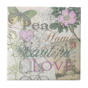 Vintage Peace Home Beautiful Love Tile