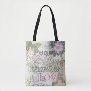 Vintage Peace Home Beautiful Love Tote Bag