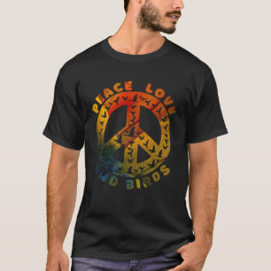Vintage Peace Love Birds 60s 70s Retro Birders Bir T-Shirt
