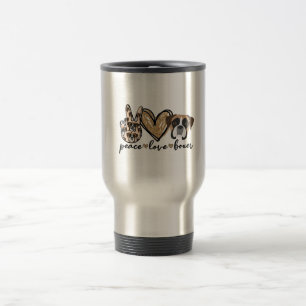 Vintage Peace Love Boxer Dog Pet Lovers Gift Ideas Travel Mug