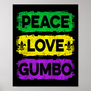 Vintage Peace Love Gumbo New Illustration Poster