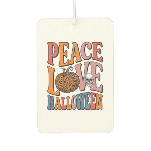 Vintage Peace Love Halloween Pumpkin Skull Design_ Car Air Freshener