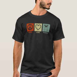 Vintage Peace Love Puggle Dog Puggle Dog T-Shirt