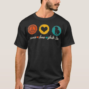 Vintage Peace Love Shih Tzu Dog Lover Gifts T-Shirt