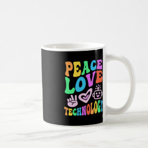 Vintage PEACE LOVE TECHNOLOGY Retro Computer Teach Coffee Mug