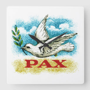 Vintage Peace on Earth Square Wall Clock