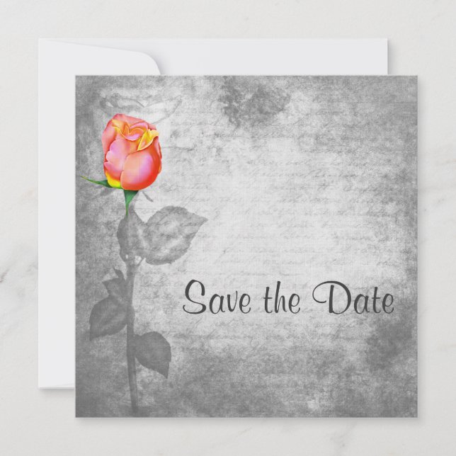 Vintage Peace Rose Wedding Save The Date (Front)
